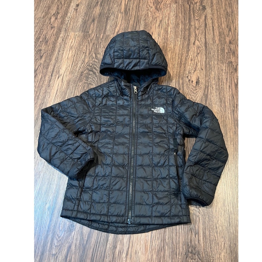 The North Face Girls ThermoBall Eco Hoodie Black Puffer Jacket Size XS 6